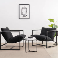 Thumbnail for ZINUS Aidan Sling Accent Chair / Metal Framed Armchair with Shredded Foam Cushioning, Oatmeal