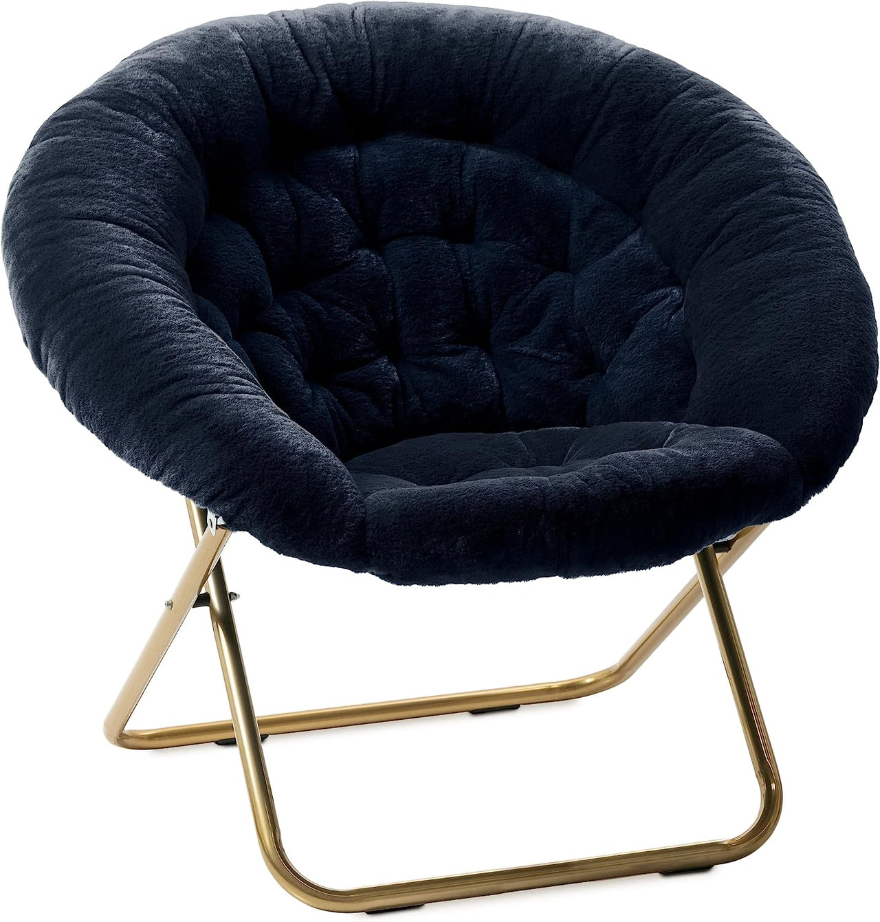 Milliard Cozy Chair with Footrest Ottoman/Faux Fur Saucer Chair for Bedroom/X-Large (Purple)