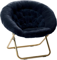Thumbnail for Milliard Cozy Chair with Footrest Ottoman/Faux Fur Saucer Chair for Bedroom/X-Large (Purple)