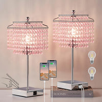 Thumbnail for Luvkczc Crystal Table Lamp with Touch Control, USB Bedside Crystal Table Lamp, 3-Way Dimmable Lamp with Crystal Shade for Girls Bedroom, Living Room, 6W LED Bulb Included