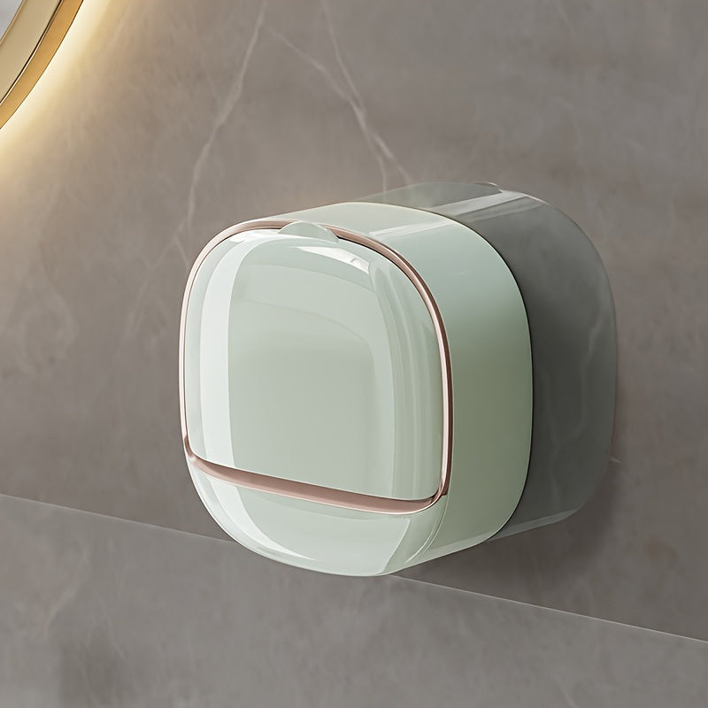 1pcs Premium Wall Mounted Soap Dispenser with Lid - Hassle-Free No Drilling Drain Rack, Space-Saving Storage for Modern Bathrooms - Durable, Waterproof Accessories