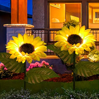 Thumbnail for 2 Packs Solar Powered Sunflower LED Garden Lights - Vibrant Yellow Flower Decorations with 3 LED Lights, Waterproof, Durable ABS Material, Perfect for Patio, Lawn, Yard, Pathway, and Garden Decor on Independence Day, Labor Day, Mothers Day, Thanksgiving D