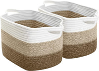 Thumbnail for 2 Pack Storage Basket for Organizing, 15''X10''X9'' Rope Basket with Handles, Toy Basket, Gift Baskets Empty, Blanket Basket for Living Room, Bedroom, 3 Tone Grey.