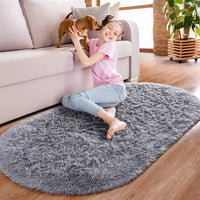 Thumbnail for Noahas Ultra Soft Fluffy Bedroom Rugs,Shaggy Grey Area Rugs for Bedroom,Oval Throw Rugs, Kids Room Small Carpet,Living Room Runner Rug Non Slip Modern Home Decor 2.6' X 5.3'