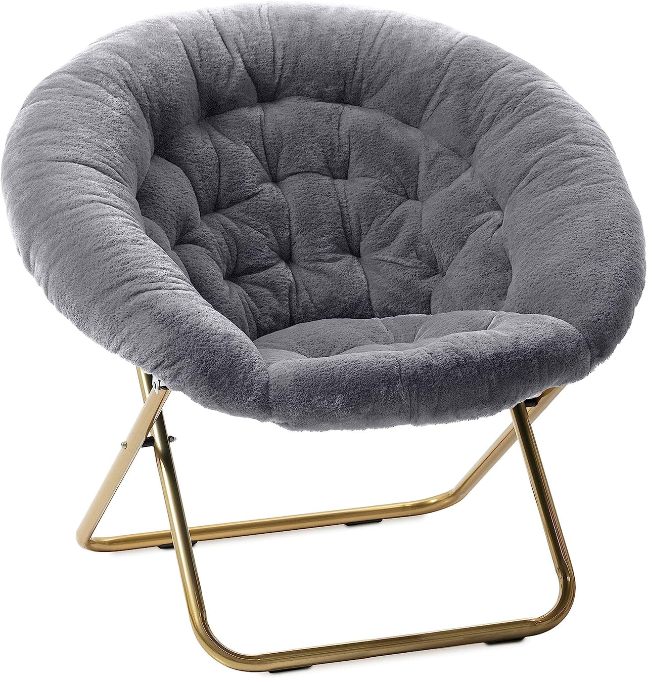 Milliard Cozy Chair with Footrest Ottoman/Faux Fur Saucer Chair for Bedroom/X-Large (Purple)