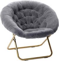 Thumbnail for Milliard Cozy Chair with Footrest Ottoman/Faux Fur Saucer Chair for Bedroom/X-Large (Purple)