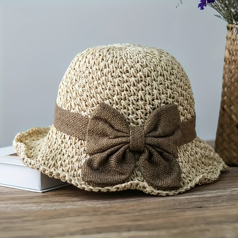 Chic Womens Wide Brim Sun Hat - UV Protection Beach Straw with Fashionable Large Bow - Perfect for Vacation, Outdoor Leisure and Stylish Summer Wear