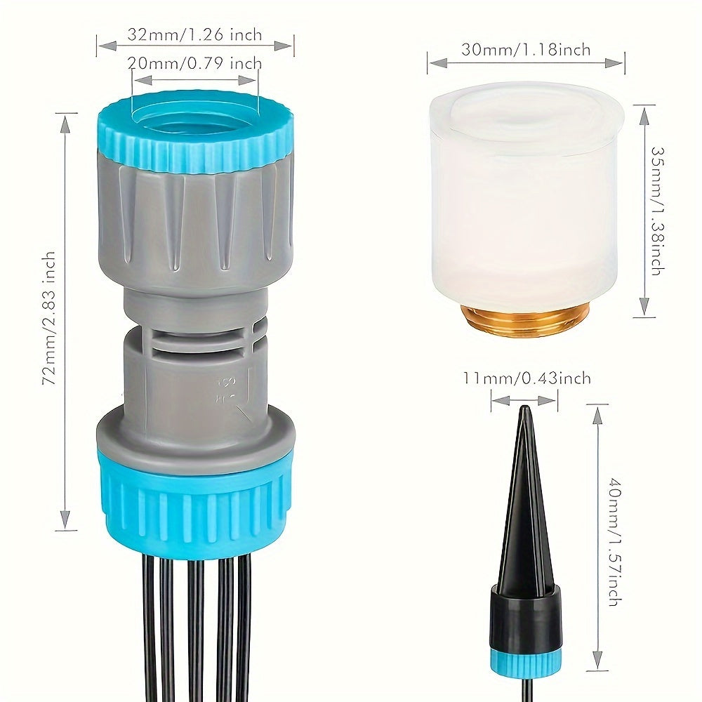 1set Easy-Install Drip Irrigation System – 10 Dripper Self-Watering Planter Kit with 3/4 Adapter – Ideal for Potted Plants & Raised Garden Beds