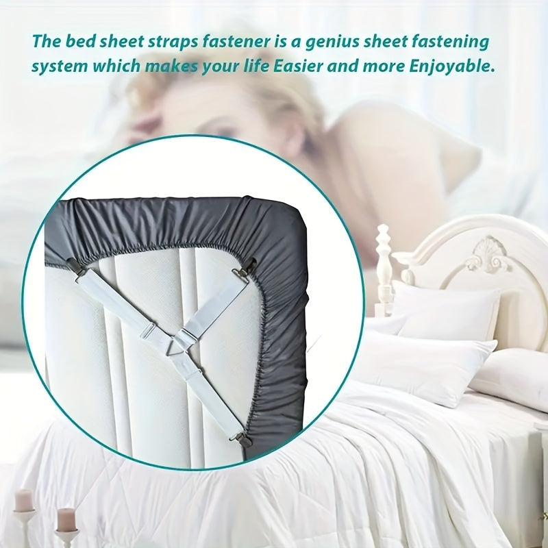 4pcs Triangle Bed Sheet Fixers - Versatile and Adaptable, Easy-to-Adjust, Stretchy and Flexible, Prevents Sheet Slippage, Grip-Tight Security - Ideal for Home and Bedroom, Perfect for Sofa and Bed, Also Suitable for Table and Desk