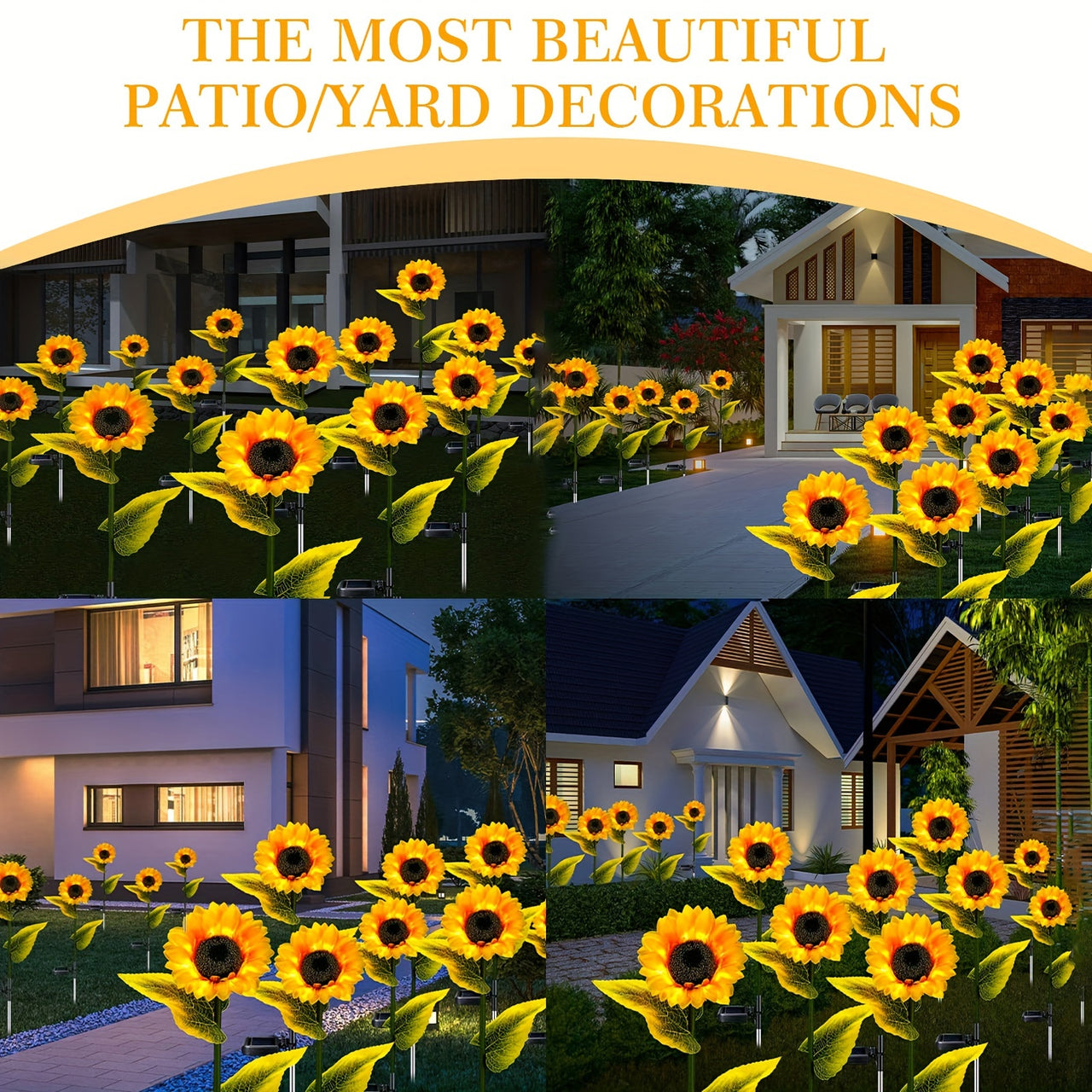 2 Packs Solar Powered Sunflower LED Garden Lights - Vibrant Yellow Flower Decorations with 3 LED Lights, Waterproof, Durable ABS Material, Perfect for Patio, Lawn, Yard, Pathway, and Garden Decor on Independence Day, Labor Day, Mothers Day, Thanksgiving D