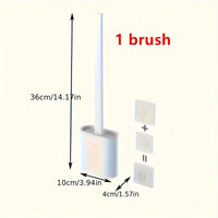 Thumbnail for 1 Set of 2 Efficient Silicone Toilet Brushes with Wall Mount & 1 Easy-Clean Toilet Seat – Long-Handled, Soft Brush Heads for Multi-Functional Household Cleaning
