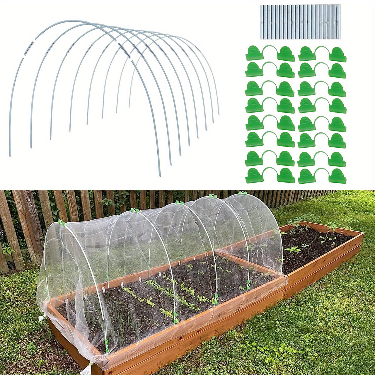25pcs Grow Tunnel Garden Hoops Set - Rust-Free Fiberglass, Versatile Support for DIY Greenhouses, Protective Plant Covers & Shade