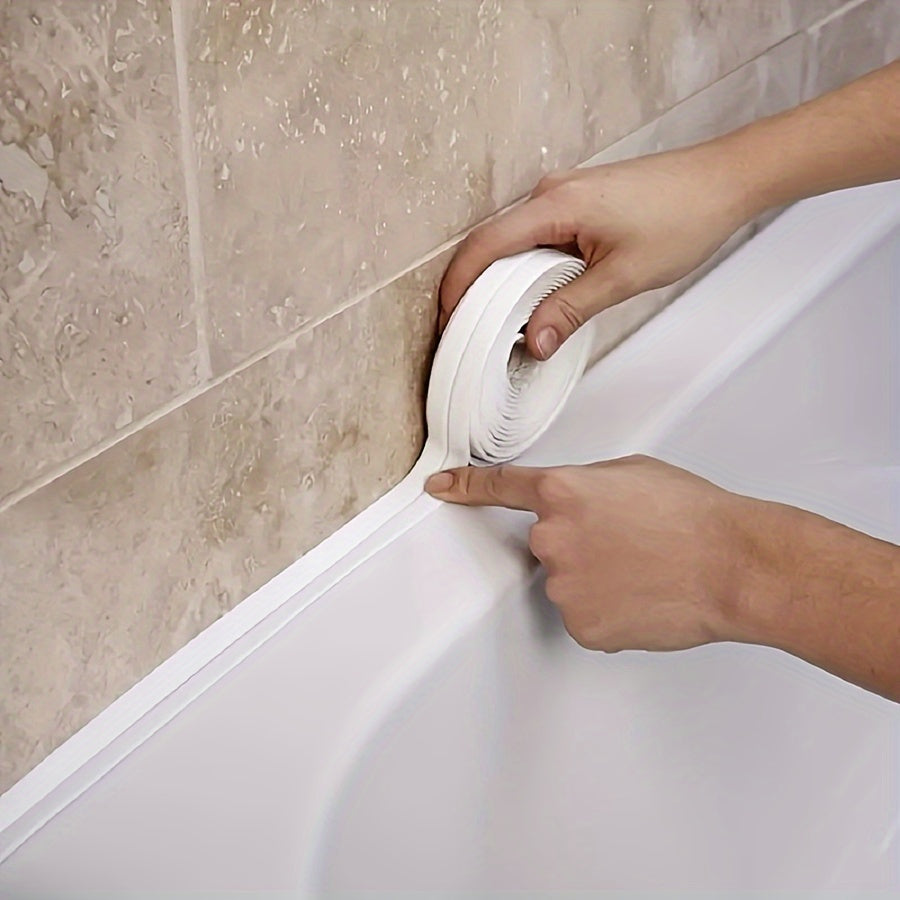1roll Waterproof Mildew-proof Toilet Caulk Strip, Self-Adhesive Sealing Tape For Kitchen Bathroom, Bathroom Waterproof Tape To Avoid Wet, Kitchen Sink Beautiful Seam Stickers For Workshops