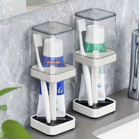 Thumbnail for 1pc Modern Toothbrush Holder Set with Gargle Cup - Wall-Mounted Couple Storage Organizer, Space-Saving Design, Ideal for Bathroom Organization & Decor