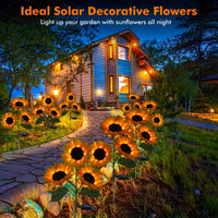 Thumbnail for 2 Packs Solar Powered Sunflower LED Garden Lights - Vibrant Yellow Flower Decorations with 3 LED Lights, Waterproof, Durable ABS Material, Perfect for Patio, Lawn, Yard, Pathway, and Garden Decor on Independence Day, Labor Day, Mothers Day, Thanksgiving D