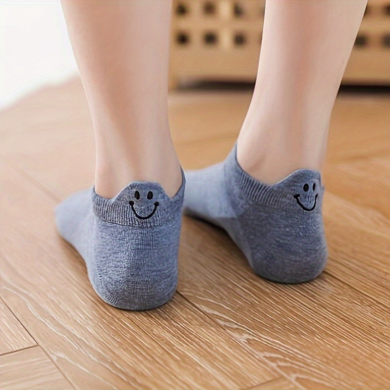 10 Pairs of Stylish Embroidered Ankle Socks - Soft & Breathable, Low Cut Design for Women - Comfy Everyday Wear, Assorted Patterns, One Size