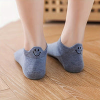 Thumbnail for 10 Pairs of Stylish Embroidered Ankle Socks - Soft & Breathable, Low Cut Design for Women - Comfy Everyday Wear, Assorted Patterns, One Size