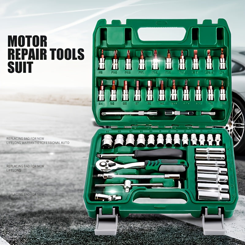 46-Piece Pro-Quality Socket Wrench Set - 1/4 Drive with Metric & Imperial Bit Socket, Extension Bar for Auto and Home Use, Durable & Versatile, Complete with Storage Case