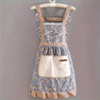 Thumbnail for 1pc, Cute Strap Canvas Apron, Breathable Floral Apron With Hood, Waterproof And Oil-resistant Breathable Workwear Waist Apron, Restaurant Waiter Work Clothes, Stain Resistant Restaurant Chef Apron Overalls, Kitchen Supplies