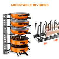 Thumbnail for 8-Tier Heavy Duty Pot Rack Organizer - Effortless Kitchen Storage Solution - Durable Metal, Rust-resistant, Space-saving Cabinet Holder for Pots, Pans and lids - Keep Your Kitchen Neat and Tidy