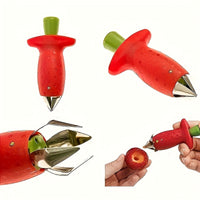Thumbnail for 4-Piece Stainless Steel Strawberry Huller Set - Easy, Ergonomic Stem Remover Tool for Kitchen Efficiency & Culinary Excellence