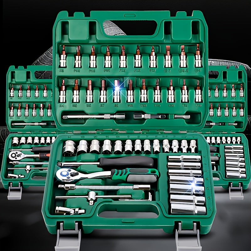 46-Piece Pro-Quality Socket Wrench Set - 1/4 Drive with Metric & Imperial Bit Socket, Extension Bar for Auto and Home Use, Durable & Versatile, Complete with Storage Case