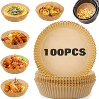 Thumbnail for 50/100 Pack - BPA-Free Silicone Oil-Absorbent Air Fryer Paper Liners - Non-Stick, Round, Disposable & Mess-Free - Perfect for Healthy Cooking, Baking & Frying - Microwave, Toaster & Countertop Oven Safe