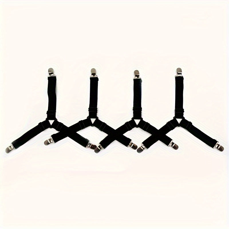 4pcs Triangle Bed Sheet Fixers - Versatile and Adaptable, Easy-to-Adjust, Stretchy and Flexible, Prevents Sheet Slippage, Grip-Tight Security - Ideal for Home and Bedroom, Perfect for Sofa and Bed, Also Suitable for Table and Desk