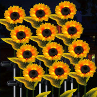 Thumbnail for 2 Packs Solar Powered Sunflower LED Garden Lights - Vibrant Yellow Flower Decorations with 3 LED Lights, Waterproof, Durable ABS Material, Perfect for Patio, Lawn, Yard, Pathway, and Garden Decor on Independence Day, Labor Day, Mothers Day, Thanksgiving D