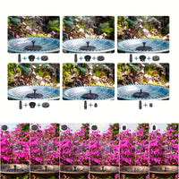 Thumbnail for 1pc Solar Fountain Pump, 1.5W Solar Bird Bath Pump With 6 Nozzles, Stand-Alone Portable Floating Solar Drinking Water Pump For Garden, Bird Bath, Pond, Swimming Pool, Outdoor & Backyard Aquarium