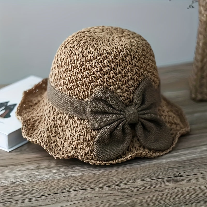 Chic Womens Wide Brim Sun Hat - UV Protection Beach Straw with Fashionable Large Bow - Perfect for Vacation, Outdoor Leisure and Stylish Summer Wear