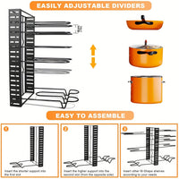 Thumbnail for 8-Tier Heavy Duty Pot Rack Organizer - Effortless Kitchen Storage Solution - Durable Metal, Rust-resistant, Space-saving Cabinet Holder for Pots, Pans and lids - Keep Your Kitchen Neat and Tidy