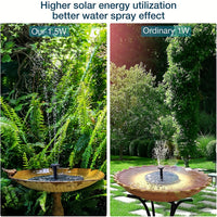 Thumbnail for 1pc Solar Fountain Pump, 1.5W Solar Bird Bath Pump With 6 Nozzles, Stand-Alone Portable Floating Solar Drinking Water Pump For Garden, Bird Bath, Pond, Swimming Pool, Outdoor & Backyard Aquarium