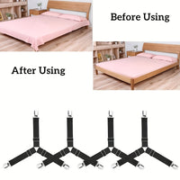Thumbnail for 4pcs Triangle Bed Sheet Fixers - Versatile and Adaptable, Easy-to-Adjust, Stretchy and Flexible, Prevents Sheet Slippage, Grip-Tight Security - Ideal for Home and Bedroom, Perfect for Sofa and Bed, Also Suitable for Table and Desk